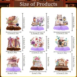 Lovarywow Book Themed Party Decorations - 9PCS Book Party Decorations Vintage Book Club Honeycomb Centerpieces Table Decor Reading Library Birthday Baby Shower Supplies for Book Lovers Bookworm