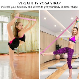 1 pcs Stretching Strap with Loops, Abeillo Elastic Yoga Straps for Stretching Equipment, Stretch Band for Physical Therapy, Yoga, Pilates,Dance, Gymnastics Exercise and Flexibility