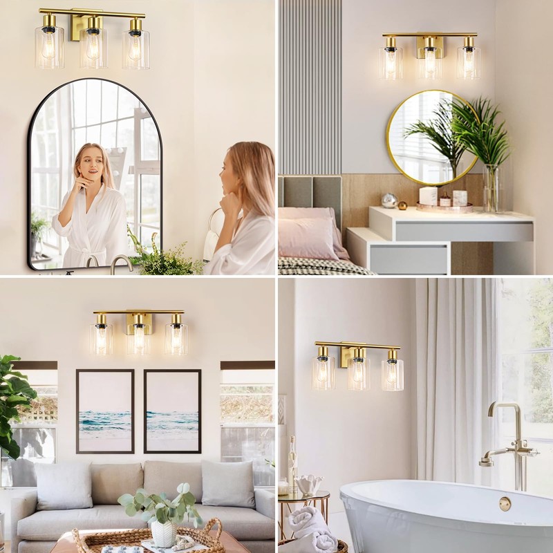 Battery Operated Wall Sconce, 3-Light Dimmable Rechargeable Wireless Vanity Light