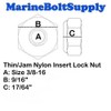 Stainless Steel Thin Jam Nylon Insert Lock Nuts 3/8-16 (pack