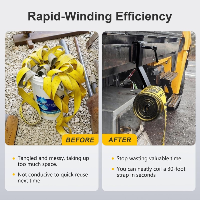 QZATTCAEN Heavy-Duty Steel Cargo Strap Winder – Portable Flatbed Trailer