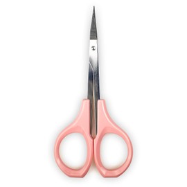 Humbee - Scissors with Cap- Self Care - Hair Trimmer - Facial, Nose Hair, Eyebrow, Mustache & Beard Grooming - Curved Edge, Pink Short Cap