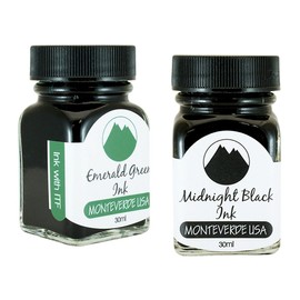 Monteverde 60ml Core Fountain Pen Ink Bottle (30ml Emerald Green Ink Bottle G309EG, 30ml Midnight Black Ink Bottle G309MB)