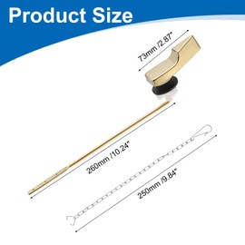 uxcell 1Set Front Mount Universal Toilet Handle Replacement Kit with Chain, Toilet Tank Lever Flush Handle, 702 Gold