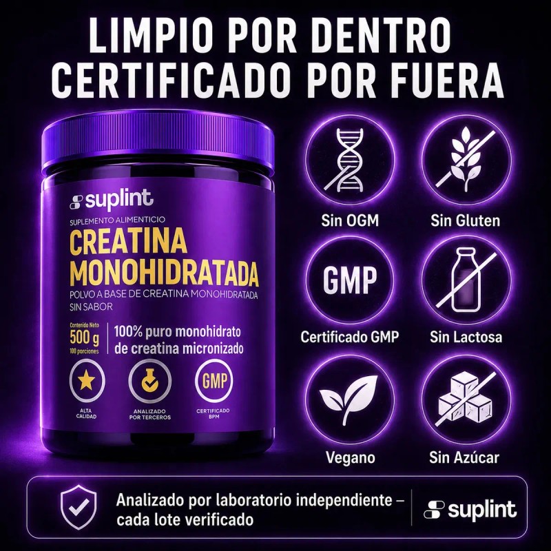 Creatina Monohidratada Suplint 500 Polvo Ultrafino Fuerza Resistencia