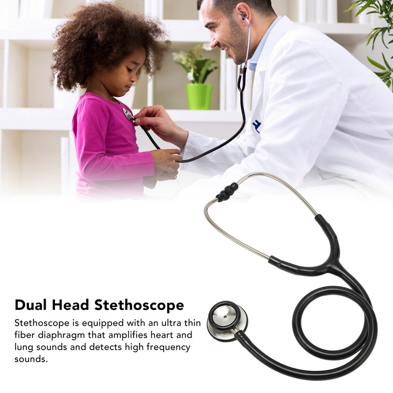 Medical Stethoscope Dual Head Clear Transmission Soft Ear Plugs Stainless
