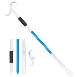 Ansevo Shoe Horn Dressing Stick, Long Handle for Shoes Socks Shirts Pants, Aid for SeniorsDisabled Without Bending (Blue/White)