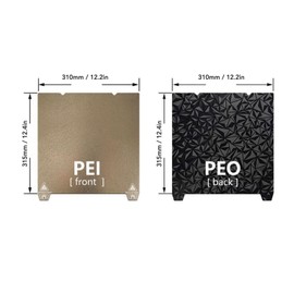 Double Sided Building Plate, 310 x 315 mm Upgrade Spring Steel Base Plate for Ender 3 V3 Plus 3D Printer, PEI Powder+PEO Texture, High Temperature, Easy Removal, PLA, ABS, PETG