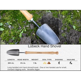 IDEALSPATEN - Made in Germany Since 1899 - Lübeck Hand Shovel - Professional Compact Long Handled Trowel for Gardening 2lb - 24.5in (Lübeck)#IS310