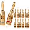 Gebildet 12pcs Gold Plated Speaker Banana Plugs(6pcs Red and 6pcs