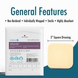 Dynarex Siligentle Sterile Non-Adhesive Silver Silicone Foam Dressing for Wound Care, 10 Count