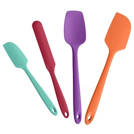 Doosu 4 Stück Silikon Spatel Set, 315 ℃ hitzebeständiger flexibel Teigschaber lebensmittelecht nahtloser Antihaft Küchenutensilien zum Kochen Backen Mischen Rühren Schaben Servieren (Mehrfarbig5)