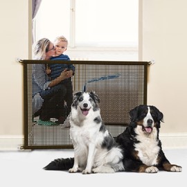 Cupount Dog Gate for Stairs - Pet Gate Indoor Safety Mesh Dog Gates for Doorways (Brown, 30" H x 38" W)