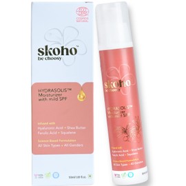 SKOHO 99.216% Natural Face Moisturizer with SPF | Deeply Hydrating & Repairs Skin Barrier | Oily & Normal skin| Hyaluronic Acid & Sheaa Butter | COSMOS Certified | Men & Women | 50 ML