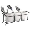 Bekith 3-Piece Ceramic Flatware Caddy with Metal Rack, Utensil Holder
