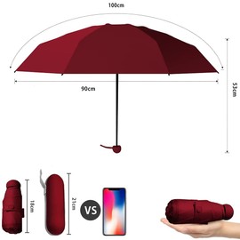 LIMSPACE Parasol, Rain Umbrella, Folding Umbrella, Ultra Lightweight, Women's, Compact, UV Protection, 99% UV Protection, UFP50+, 100% Light Blocking, Storage Pouch, Convenient to Carry, UV