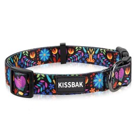 KISSBAK Dog Collar for Small Dogs - Special Design Cute Girl Dog Pet Collar Soft Adjustable Fancy Floral Girl Puppy Dog Collars (S, Floral Purple)