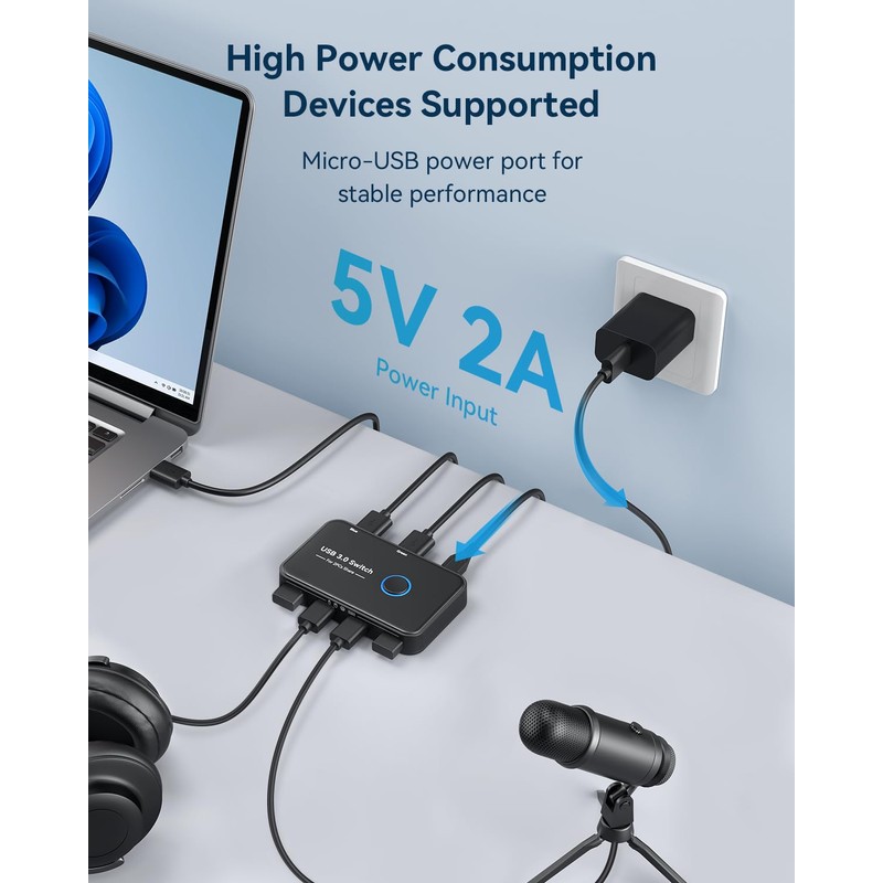 USB 3.0 Switch, ABLEWE KVM Switch Selector 2 Computers Sharing