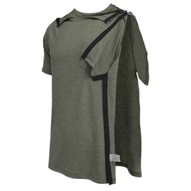 Deyeek Men's Post Shoulder Surgery Shirts Recovery Tear Away Short Sleeve Full Open Side Snap Dialysis Chemo Clothing