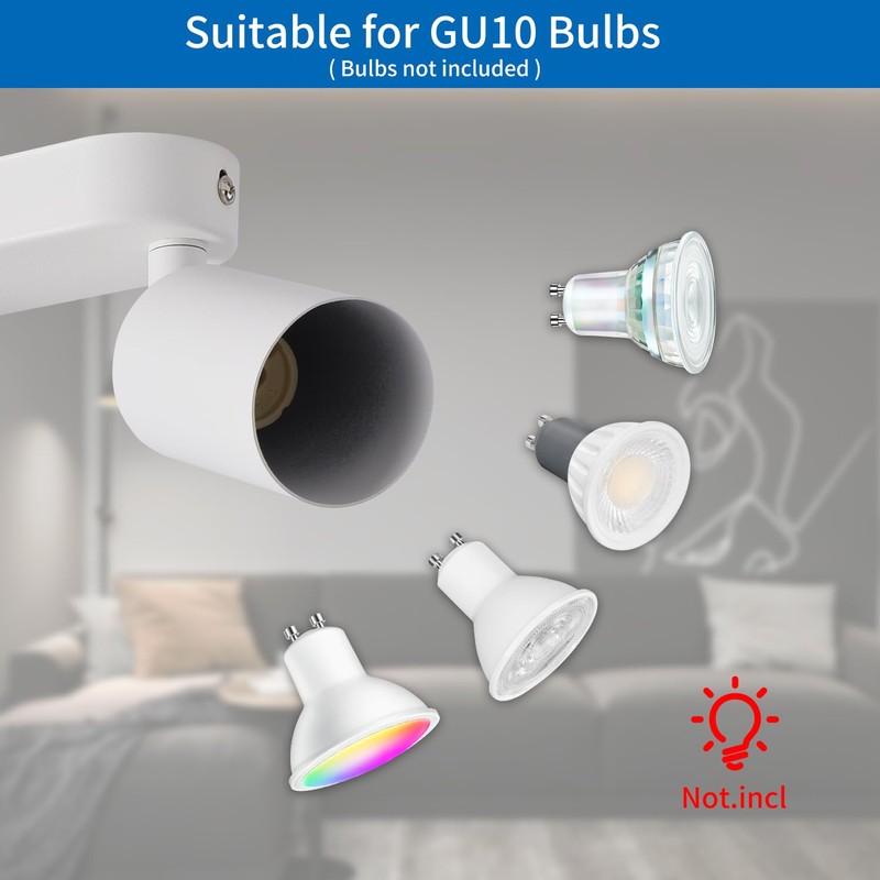 ANWIO EUS-EA190811-10-02RW Ceiling Spotlight 2-Bulb White GU10 Swivelling Spotlight for
