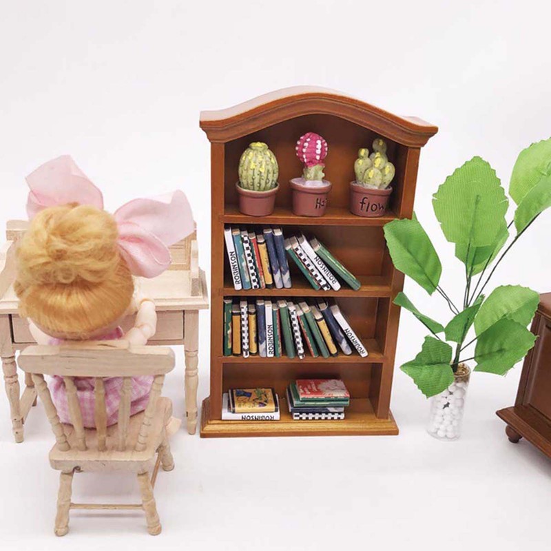 1:12 Dollhouse Miniature Furniture Wood Bookcase Bookshelf Cabinet Home Decor