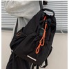 Nylon backpack student backpack 2-color string daily panel backpack black
