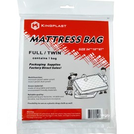 K KINGPLAST Twin/Full Mattress Bag for Moving, 54" x 87" Disposable Plastic Mattress Storage Bag Cover for Waterproof, Dirt