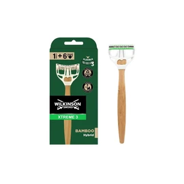 Wilkinson Sword Xtreme 3 Bamboo Hybrid - Renewable Bamboo Razor + 6 Refills with 3 Flexible Blades for Comfortable and Tight Shaving, Beige