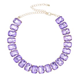Crystal Rhinestone Choker Collar Necklace For Women Emerald Statement Piece Sparkly Colorful Crystal Neck Gold Chain Necklace (Purple)