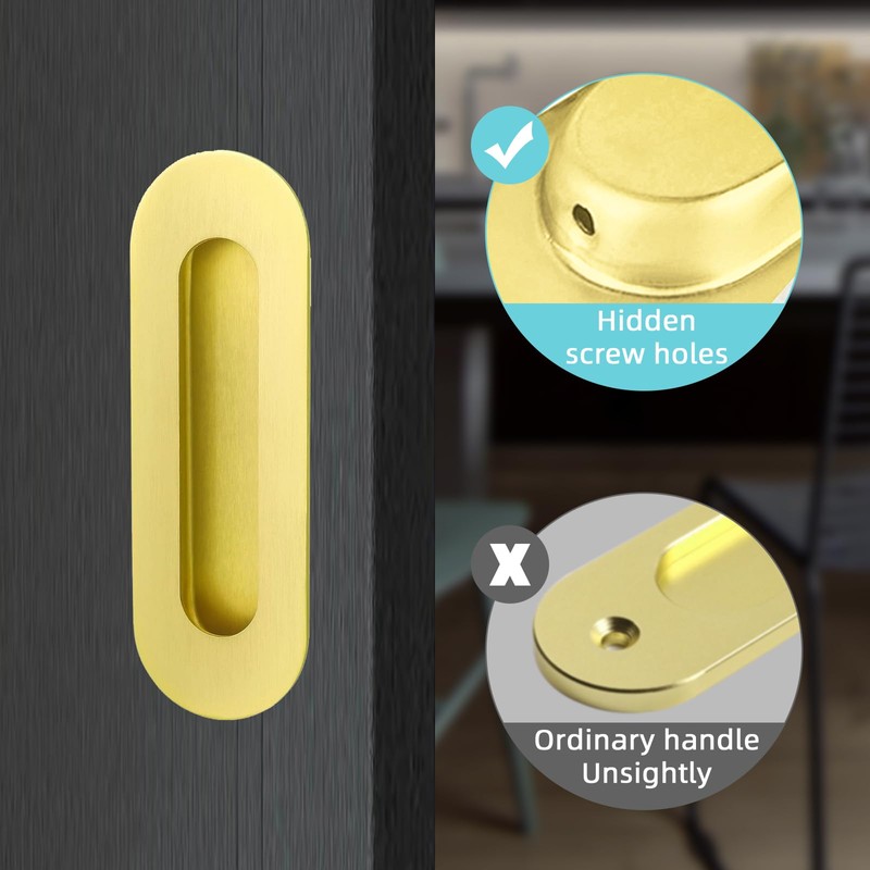 Sliding Pocket Door Hidden Handle, 304 Stainless Steel Pocket Door