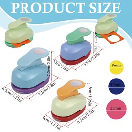 3 Pcs Circle Cutter Punch Set for Crafting, Paper Punches for Scrapbooking and Card Making, Craft Hole Punch Tools, 8mm 15mm 25mm (Round)