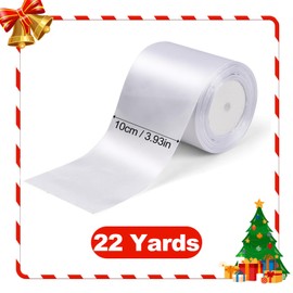 Satin Ribbon Red Wide 10 cm x 20 m, Gift Ribbon Bow, Red Satin Ribbon Decorative Ribbon, Christmas Red Ribbon, Fabric Ribbon Curling Ribbon for Wedding Birthday Party Decoration Crafts Packaging (A)