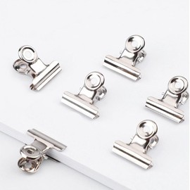 Pack of 50 Multi-function Bulldog Paper Clips, 22 mm Mini Metal Clips, Small Metal Clips for Photos, Office and Kitchen (Silver)