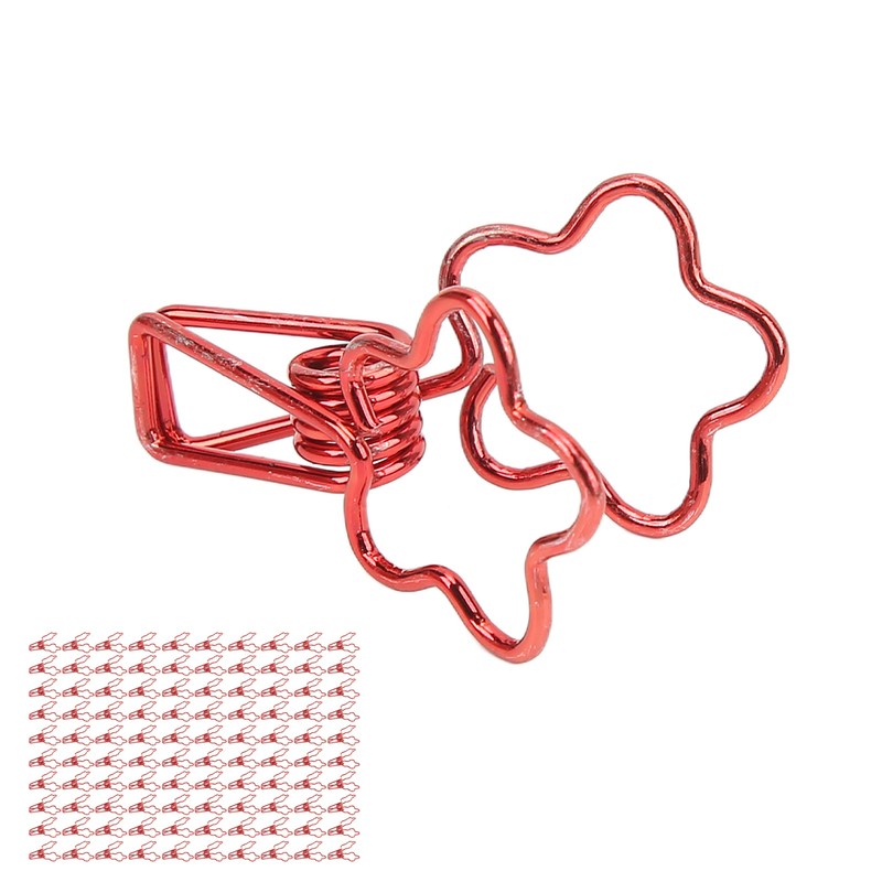 100pcs Binder Clips Flower Shape Hollow Long Tail Cartoon Metal