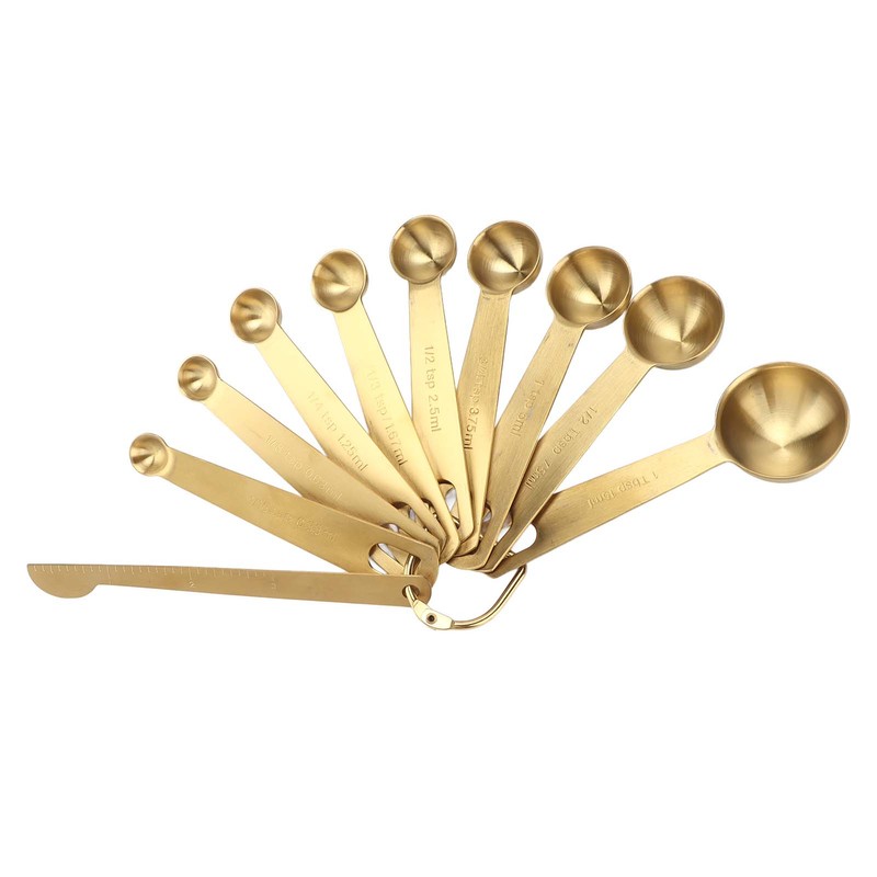 18PCS Measuring Cup Stainless Steel Gold Coffee Spoon Cup Set