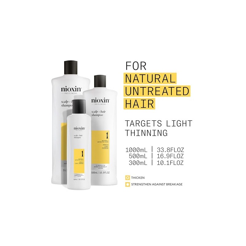Nioxin Cleanser Shampoo System 1 for Fine Hair with Light
