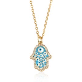 Guntaas Gems Christmas Gifts Hamsa Necklace for Women, Elephant Pendant with Palm Shape Hand of Fatima, Sterling Gold Hamsa Pendant for Loved Ones