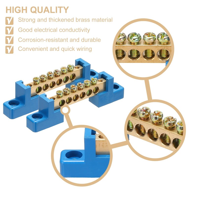 sourcing map 5 Pcs Ground Bus Bar Terminal Grounding Bar