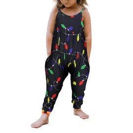 Vieille Toddler Baby Girls Christmas Jumpsuit 2T Colored Lights Xmas Outfits 18-24 Months Winter One Piece Romper Clothes