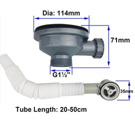 Qrity 114 mm Stainless Steel Kitchen Sink Strainer Basket 1½ Inch with Overflow Drain Fitting Sink with Round Overflow