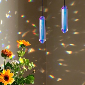 Pack of 2 Suncatcher Crystal Hanging Crystal Drops Prism Hanging, Hexagonal Hanging Crystals, Rainbow Crystals Pendant for Windows, Christmas, Party, Wedding, Garden Decoration