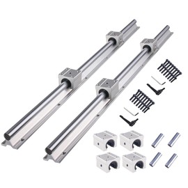 ANWOKIT SBR16 Linear Rail 2500mm, Spliced Linear Guide 2PCS 1500mm and 2PCS 1000mm Fully Supported Linear Rail Shaft Rod 8PCS SBR16UU Block Bearing with Accessories for Automated CNC