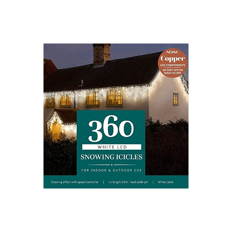Noma Snowing Icicle Indoor & Outdoor Christmas Lights : Easytimer