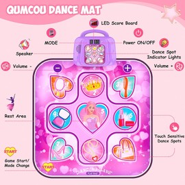 GARNHLOB Children's Dance Mat Toy for 3 4 5 6 7 8 9 10+ Year Old Girls Birthday Gifts, Musical Dance Mat for Children with 6 Play Modes, Dance Pad with Integrated Music for Christmas