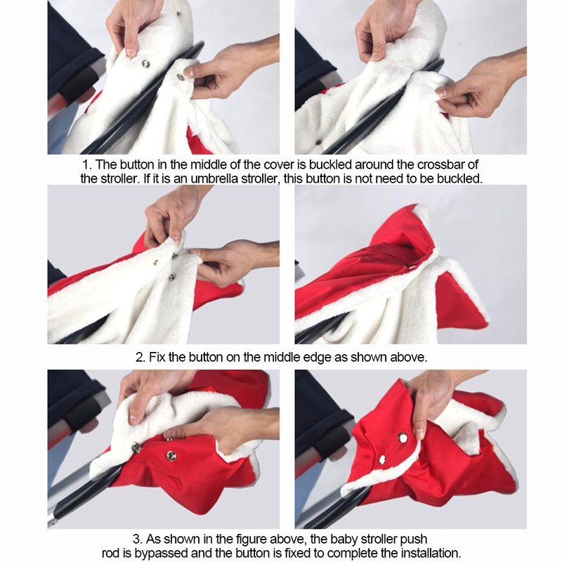 Red Thickened Soft Comfortable Warm Baby Stroller Gloves Winter Stroller