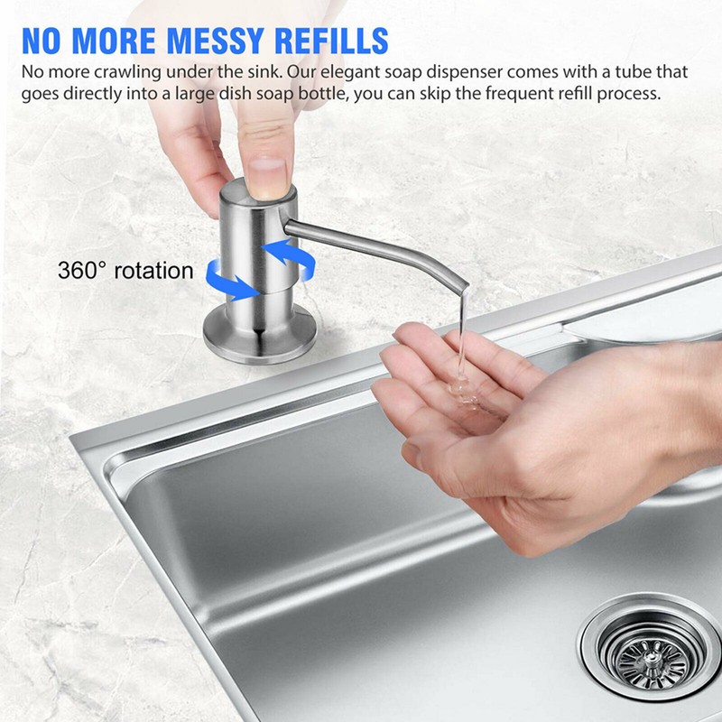 Sink Soap Dispenser Kit with Silicone Tube Stainless Steel Electroplating