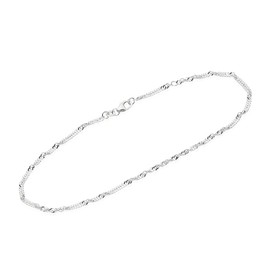 NKlaus 25 cm 27 cm Women's Anklet 925 Sterling Silver Width: 2.4 mm Singapore Chain Lobster Clasp 1742, Sterling Silver, No gemstone