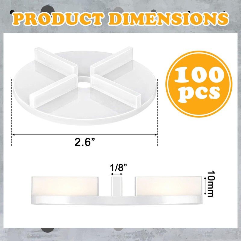 FoldTier 100 Pcs 1/8" Tile Spacers Plastic Tile Spacers Cross