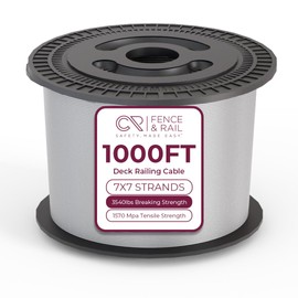 CHR 1000 ft 1/8" T316 Stainless Steel Cable for Indoor Outdoor Railing System - 7x7 Strands Wire Rope for Deck, Aircraft, Cable Kit - Steel Wire for Railing