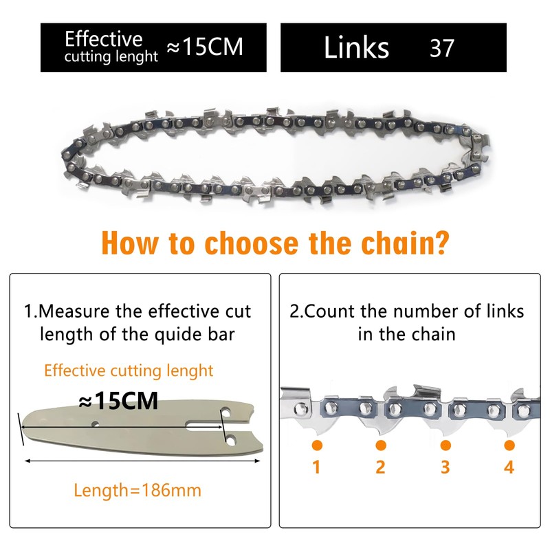 4 Pack Chainsaw Chain for 8 Inch Bar, 48 Drive